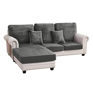 Stretch Silver Fox Velvet Sectional Couch Covers