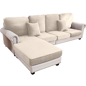 Stretch Silver Fox Velvet Sectional Couch Covers