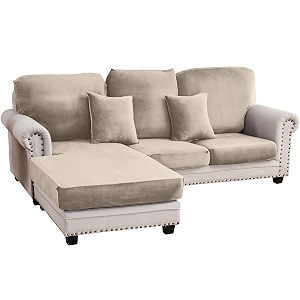 Stretch Silver Fox Velvet Sectional Couch Covers