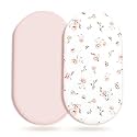 Stretch Ultra Soft Fitted Bassinet Sheet Set 2 Pack, Universal Fit for Bassinets Baby Cradle Moses Basket Oval Rectangle Mattress Safe and Snug, Pink Rose Print