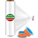 Stretch Wrap, 18 Inch x 2000ft Shrink Wrap Roll, 80 Gauge Stretch Film, Pallet Wrap Stretch Film, Plastic Wrap for Pallet Wrapping Shipping Moving (1PCS)