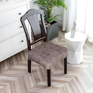 stretchable floral geometric printed dining chair seat covers elastic chair seat case protector slipcovers texture brown 8 seat cover