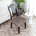 Stretchable Floral Geometric Printed Dining Chair Seat Covers Elastic Chair Seat Case Protector, Slipcovers (Texture Brown, 8 Seat Cover)