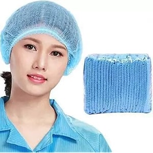 stretchable non-woven disposable bouffant capsurgical capscooking capscleaning capsblue pack of 100pcs
