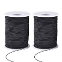 Stretchy Bracelet String 2 Rolls 1mm Elastic Cord Sturdy Elastic Beading Cord 200 Yards Stretchy String for Bracelet Jewelry Making Necklaces Beading, Black
