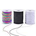 Stretchy Bracelet String 3 Rolls 1mm Elastic Cord Sturdy Elastic Beading Cord 300 Yards Stretchy String for Bracelet Jewelry Making Necklaces Beading, Black White Multicolor
