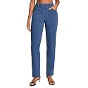 Stretchy Straight Leg Jeans for Women Pull On High Waisted Trendy Denim