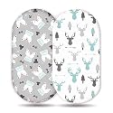 Stretchy Ultra Soft Fitted Bassinet Sheet Set 2 Pack, Breathable and Universal Fitted for Rectangle, Oval, Hourglass or Beside Bassinet Pad/Mattress Safe and Snug