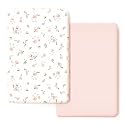 Stretchy Ultra Soft Jersey Knit Fitted Pack n Play Sheets Set 2 Pack, Portable/Mini Crib Sheets for Girls, Universal Fit for Pack N Plays Safe and Snug, Pink Rose Print