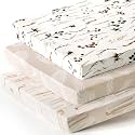 Stretchy Ultra Soft Jersey Knit Fitted Pack and Play Sheets 3 Pack, Portable/Mini Crib Sheets Safe and Snug Fitted for Boys and Girls, Stylish Pretty Flora for Baby, Beige