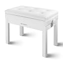 STRICH Adjustable Piano Bench with Storage, Wooden Keyboard Bench with Bookcase Stool Chair Seat with High-Density Sponges Cushion for Piano Shop Music School Studio, White, SPB-20