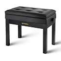 STRICH Adjustable Piano Bench with Storage, Wooden Keyboard Bench with Bookcase Stool Chair Seat with High-Density Sponges Cushion for Piano Shop Music School Studio, Black, SPB-20