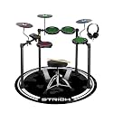 STRICH Electric Drum Set with Mesh Heads, LED Light-Up Drum Pads, USB MIDI, Quiet Foldable Electronic Drum Kit with Drumsticks, Throne, Headphones & Drum Mat for Beginners and Home Practic, SED-T03
