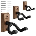 STRICH Guitar Wall Mount,Walnut Base Guitar Hanger,U-Shaped Hanger Mount with Screws, Guitar Holder Hook Stand Wall for Acoustic, Electric Guitar, Banjo, Bass(3-Pack)