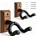 STRICH Guitar Wall Mount,Walnut Base Guitar Hanger,U-Shaped Hanger Mount with Screws, Guitar Holder Hook Stand Wall for Acoustic, Electric Guitar, Banjo, Bass(2-Pack)