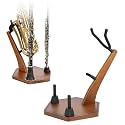 STRICH Wooden Saxophone Stand Display For Alto Tenor Sax, Handmade Solid Wood Floor Stand Holder Colour Walnut, Weighted Heavy Base Sax Stand with 2 Flute/Clarinet Holders