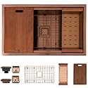 Strictly Sinks Undermount Workstation Copper Kitchen Sink –32 Inch 16 Gauge Single Bowl Kitchen Sink with Bottom Grid, Wooden Cutting Board, Colander, 1 Garbage Disposal Adapter, &amp; 1 Strainer Drain