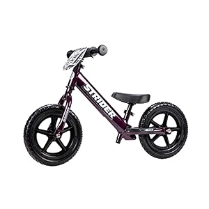 strider - 12 pro kids balance bike no pedal training bicycle lightweight frame flat-free tires for toddlers and children ages 18 months to 5 years old purple