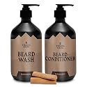 Striking Viking Beard Care Set (Sandalwood) - Paraben &amp; Sulfate Free Shampoo with Jojoba Oil - Deep Clean for All Beard Types (10oz Per Bottle)