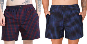 String Checkered Men Maroon Dark Blue Boxer
