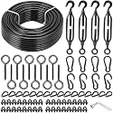String Light Hanging Kit, All-Black Coated Steel Cable & Fittings