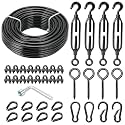 String Light Hanging Kit, All-Black Coated Steel Cable &amp; Fittings