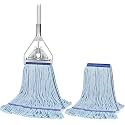 String Mop for Floor Cleaning - Heavy Duty Industrial Commercial Wet Mop with Extra Replacement Head , 59inch Handle, for Home,Garage,Office, Workshop, Warehouse Floor Cleaning