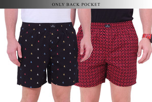 String Printed Men Black Maroon Boxer Shorts