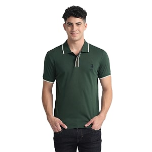 Striped Placket Slim fit Polo Shirt