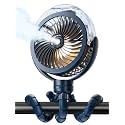 Stroller Fan with Mist, 6000mAh Battery Operated Portable Fan with Light & 360° Pivoting, Personal Fans with Flexible Tripod for Baby, Office, Travel,Outdoors