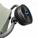 Stroller Fan for Parents with Locking Handlebar Clamp and Battery % Display