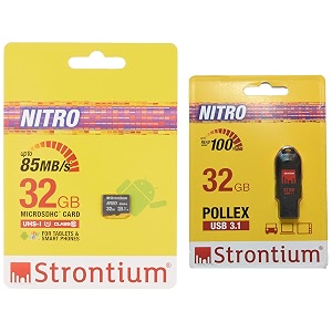 strontium 32gb pollex usb 31 black amp nitro 32gb micro sdhc memory card 85mbs uhs-i u1 class 10 high speed for smartphones tablets drones action cams srn32gtfu1qr