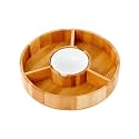 Strova Chip and Dip Serving Bowl – Wooden Appetizer Platter Set with Dip Cup for Salsa, Guacamole, Nacho, Vegetables, Taco Chip, Snacks and More – 12 Inch Diameter. Perfect for the BIG GAMES !
