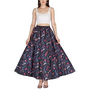 sttoffa cotton printed women wear maxi long skirt 4034 inch full length