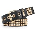Studded Belt, Metal Punk Rock Rivet Belt with Bright Pyramid Studded for Women Men