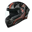 Studds Thunder D2 Draken ISI and DOT Certified Full Face Helmet for Men and Women with Spoiler and Clear Visor (Black, N4 - Grey, L)