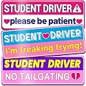 3 Pack Pink Magnetic Student Driver for Car, Reflective Stickers