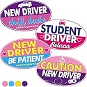4Pcs Funny Student Driver Magnets for Car, Pink Reflective Stickers