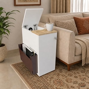 studio kook sez sofamate right side table with storage moonshine white