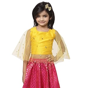 studio rasa girls net sequins embroidered kids cape top for festive wedding