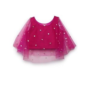 studio rasa girls net sequins embroidered kids cape top for festive wedding