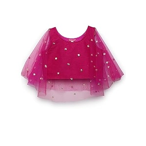 studio rasa girls net sequins embroidered kids cape top for festive wedding