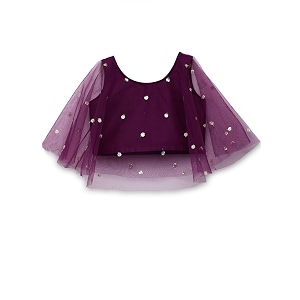 studio rasa girls net sequins embroidered kids cape top for festive wedding