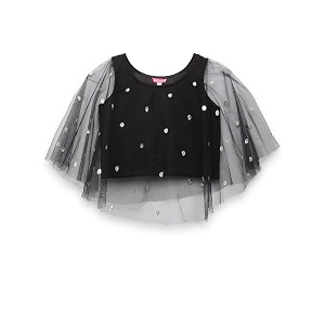 studio rasa girls net sequins embroidered kids cape top for festive wedding