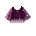 studio rasa Girls Net Sequins Embroidered Kids Cape Top for Festive Wedding