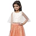 studio rasa Girls Net Sequins Embroidered Kids Cape Top for Festive Wedding
