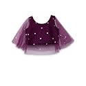 studio rasa Girls Net Sequins Embroidered Kids Cape Top for Festive Wedding