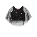 studio rasa Girls Net Sequins Embroidered Kids Cape Top for Festive Wedding