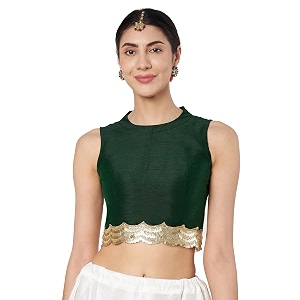 studio rasa Womens Dupion Sequin Embellished Crop