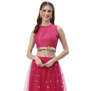 studio rasa Womens Dupion Sequin Embellished Crop
